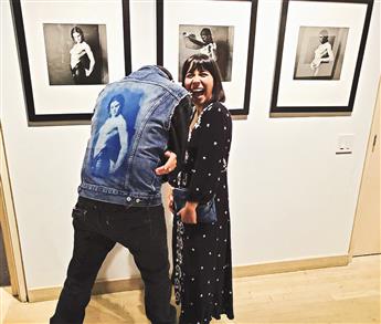 MARCUS LEATHERDALE (1952-2022) x VANESSA FATH A denim vest printed with a cyanotype of Leatherdales portrait of Lisa Lyon, made for an